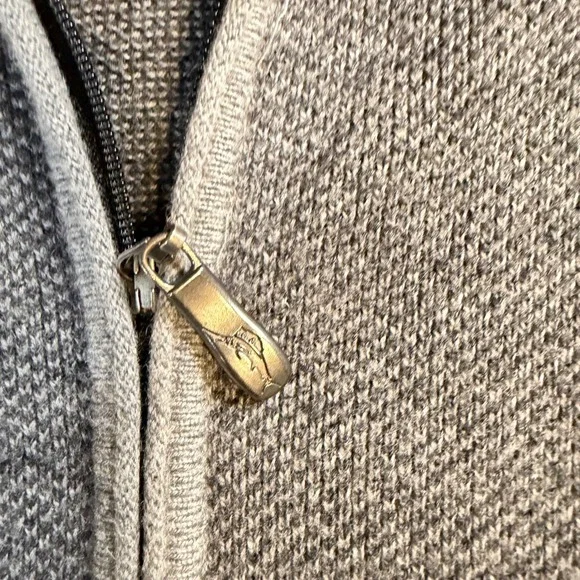 Tommy Bahama Mens XL Gray Cashmere blend Full Zip Sweater Elbow Patches Mockk - Picture 3 of 11